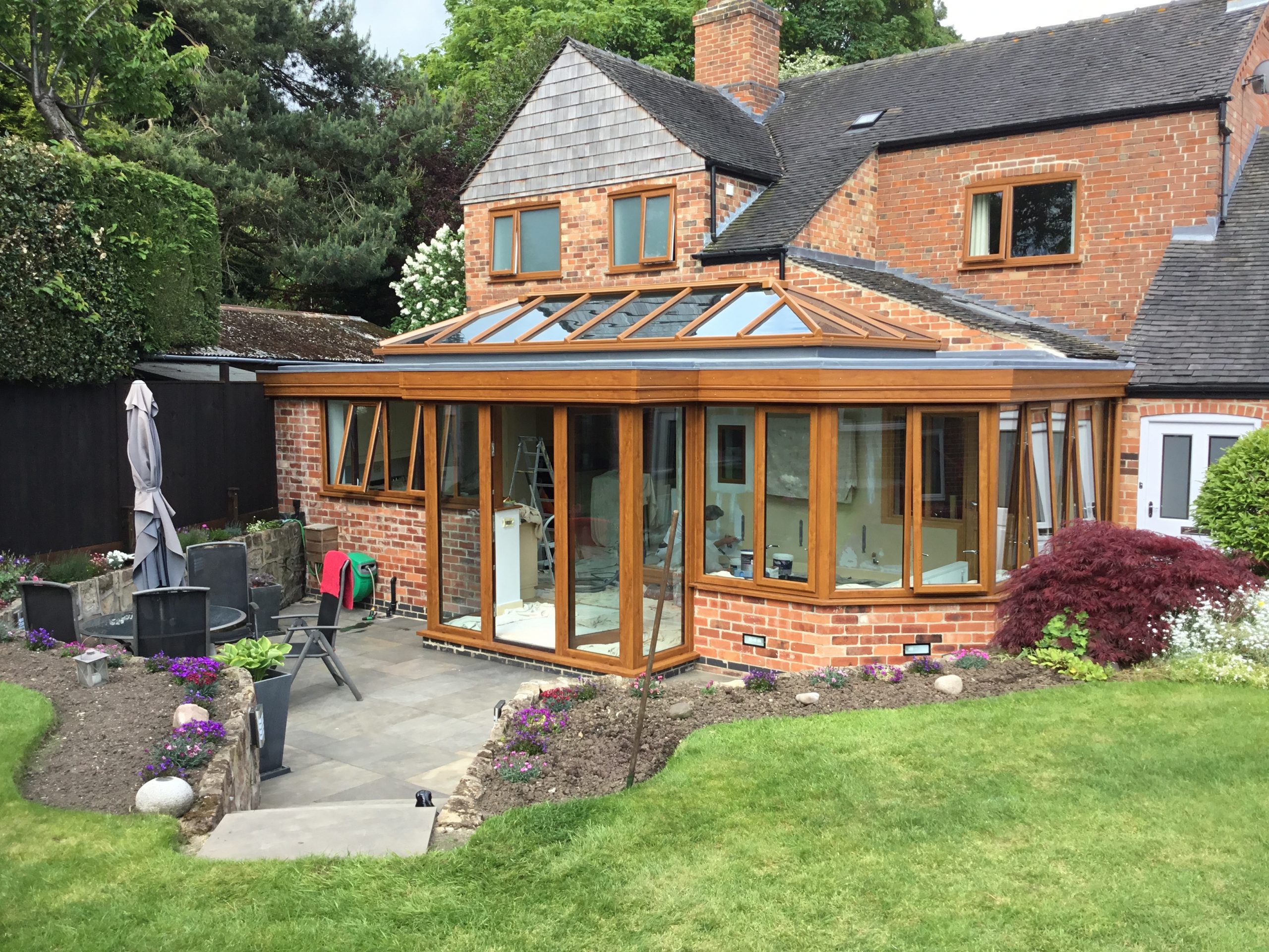 Conservatory with Kitchen Updated with Orangery Roofing System